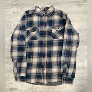 Dakota Grizzly Thermal Lined Flannel - Blue and White - Size Large